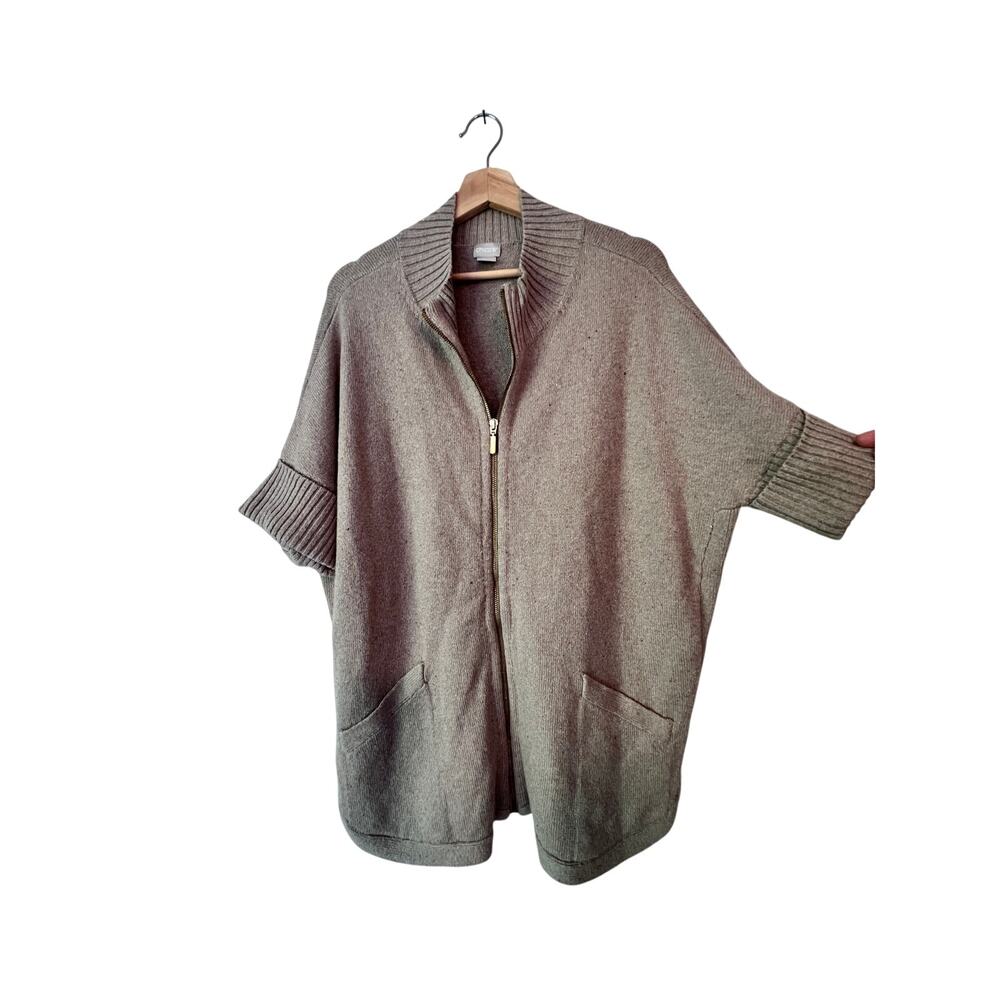 EUC Chico's Gold zip front knit poncho in tan Luxury Size 1 Medium